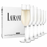 LAURANT Crystal Clear Plastic Champagne Flutes 6.25oz Set of 6 BPA Free USA