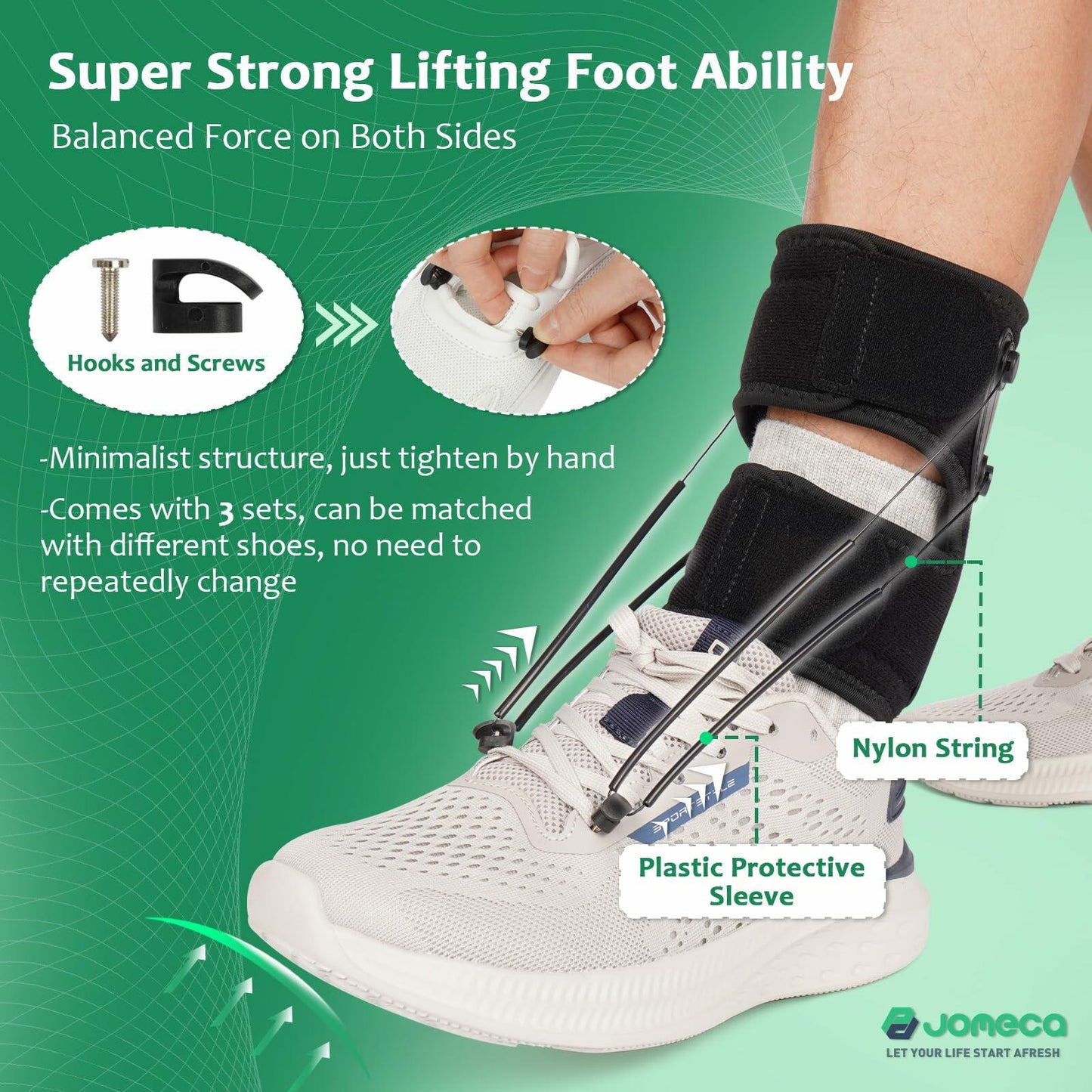 JOMECA Adjustable AFO Foot Brace Dial Tension Support for Walking with Shoes