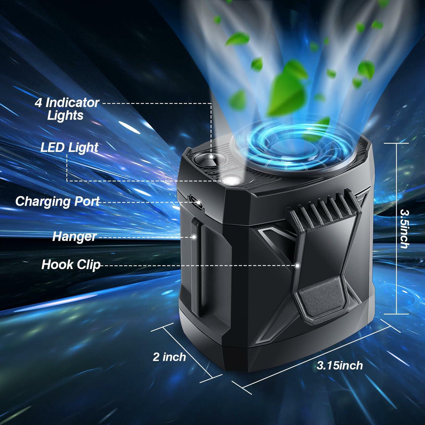 LMAMANWU Portable Rechargeable Neck Fan 4 Speeds 9200RPM Black