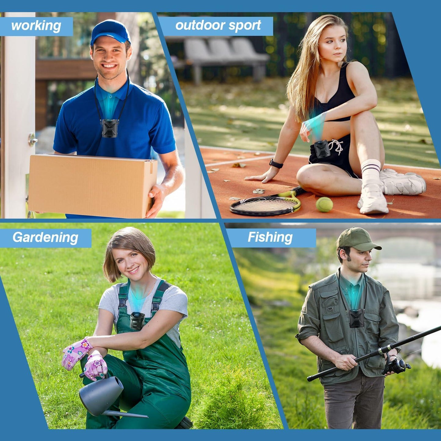 LMAMANWU Portable Rechargeable Neck Fan 4 Speeds 9200RPM Black