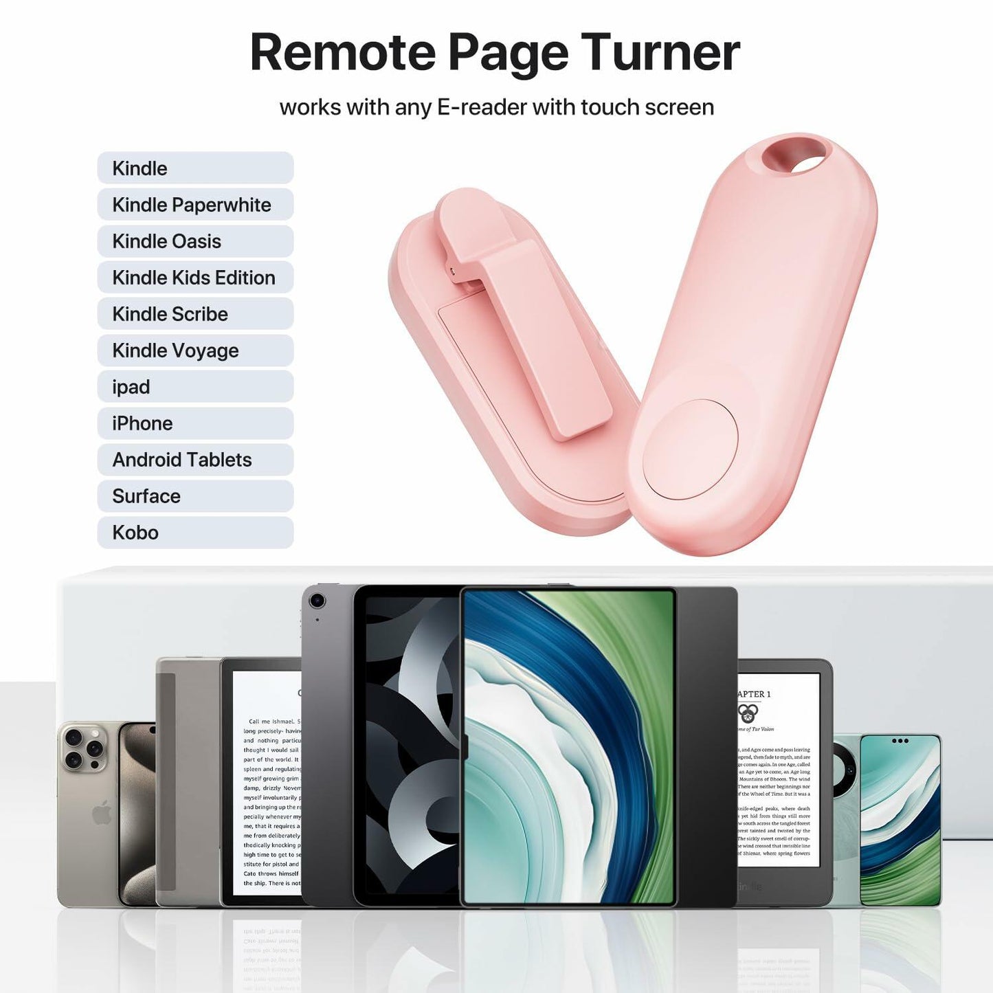Sycelu RF Remote Control Page Turner for Kindle Paperwhite Pink