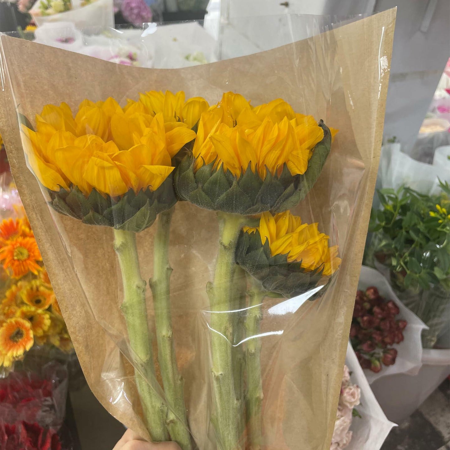 YosiMing Kraft Flower Wrapping Bags 50Pcs 22x14 Inches Brown Floral