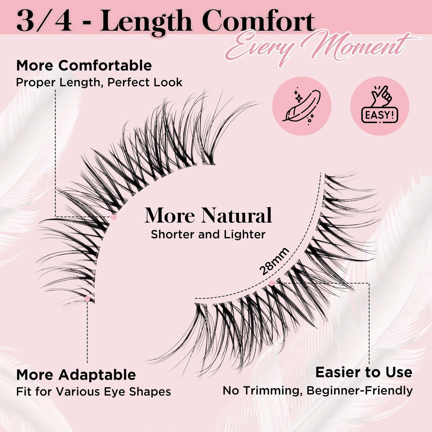 Bepholan 3 Pair 3D Faux Mink False Eyelashes Natural Look Soft Band M11