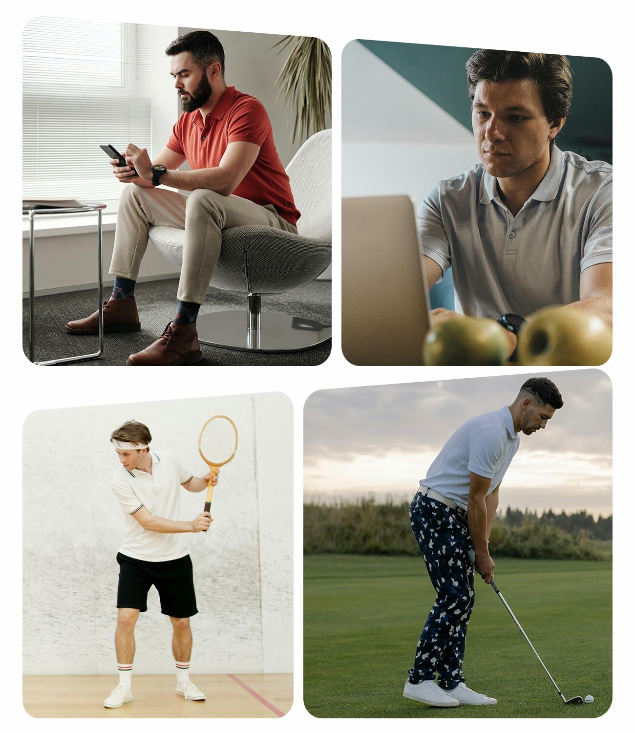 BAMBOO COOL Men's Slim Fit Moisture Wicking Polo Shirt Grey Size L