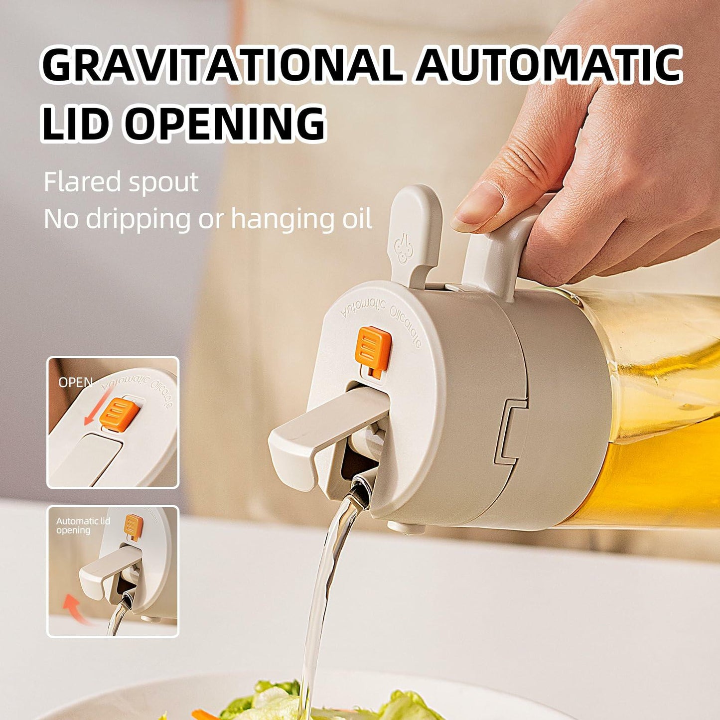 MDZF SWEET HOME Oil Sprayer 2-in-1 21oz Glass Olive Oil Dispenser Grey Panda