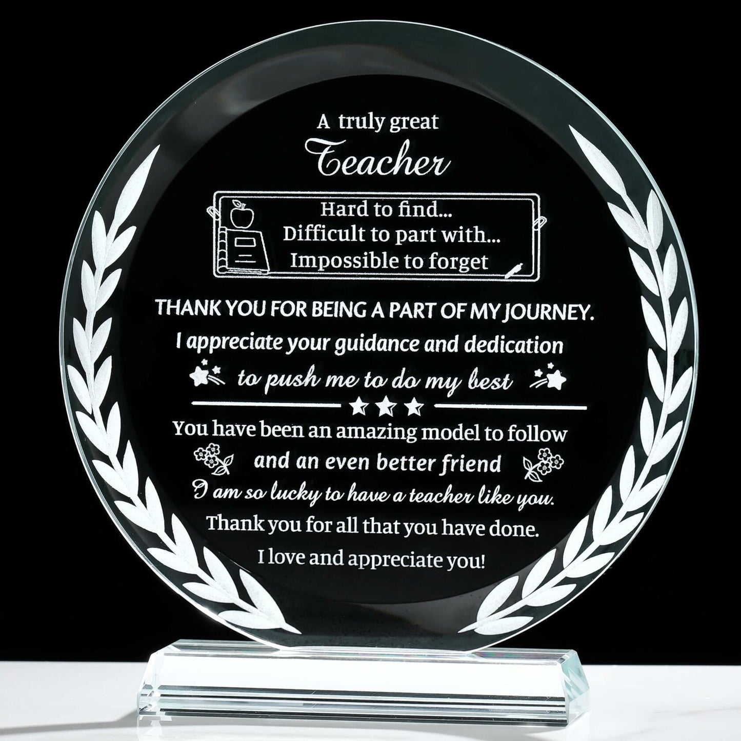 Movdyka Teacher Appreciation Crystal Plaque Decor Clear Circle