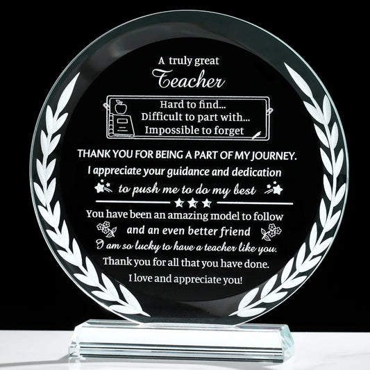 Movdyka Teacher Appreciation Crystal Plaque Decor Clear Circle