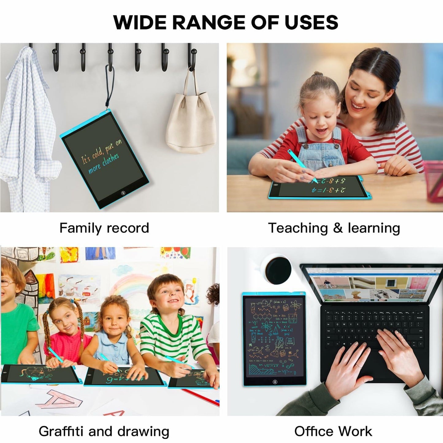 pbeknco 2 Pack 12 Inch LCD Writing Tablet Colorful Doodle Board Educational