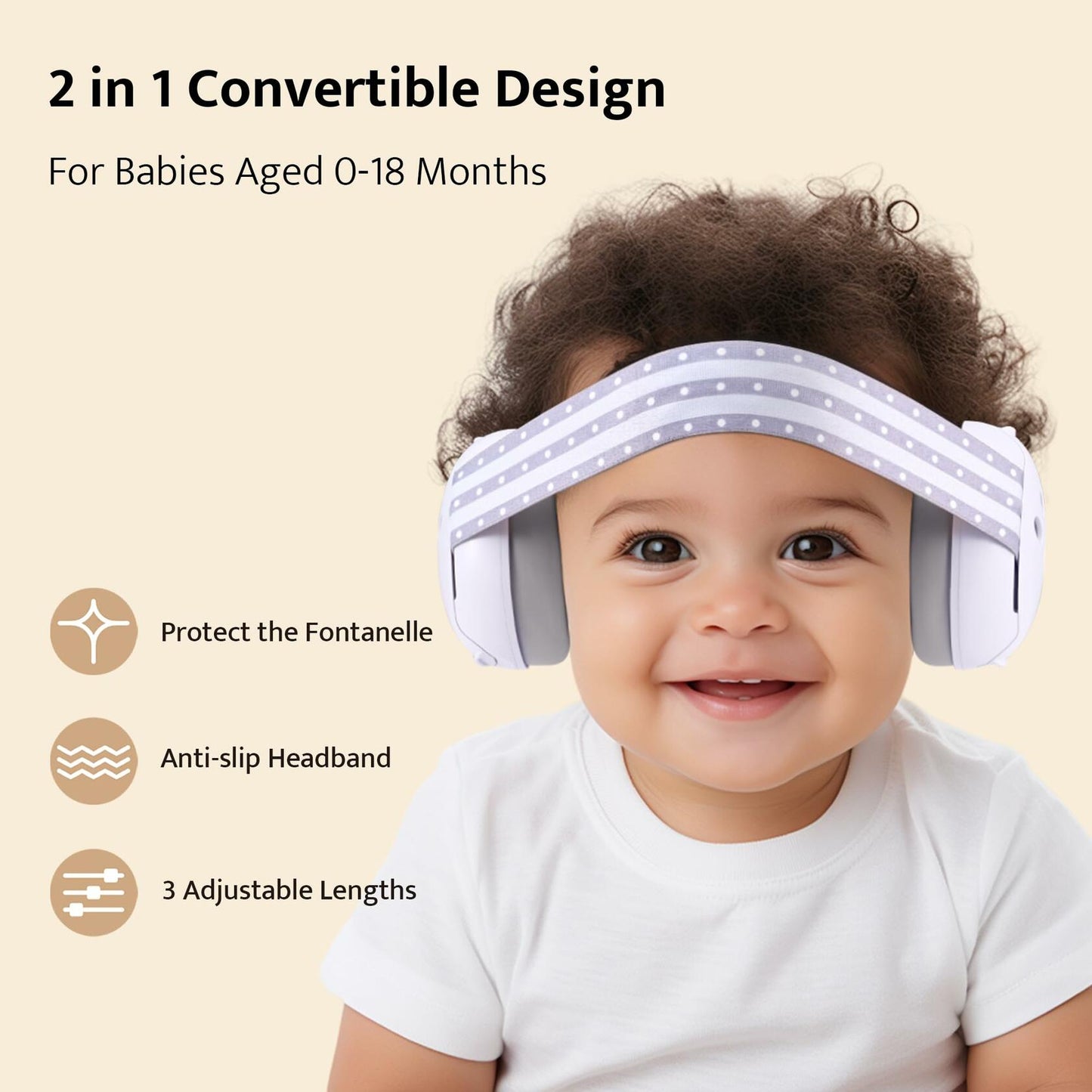 ALICHIC 2-in-1 Convertible Baby Noise Cancelling Earmuffs Infant Toddler