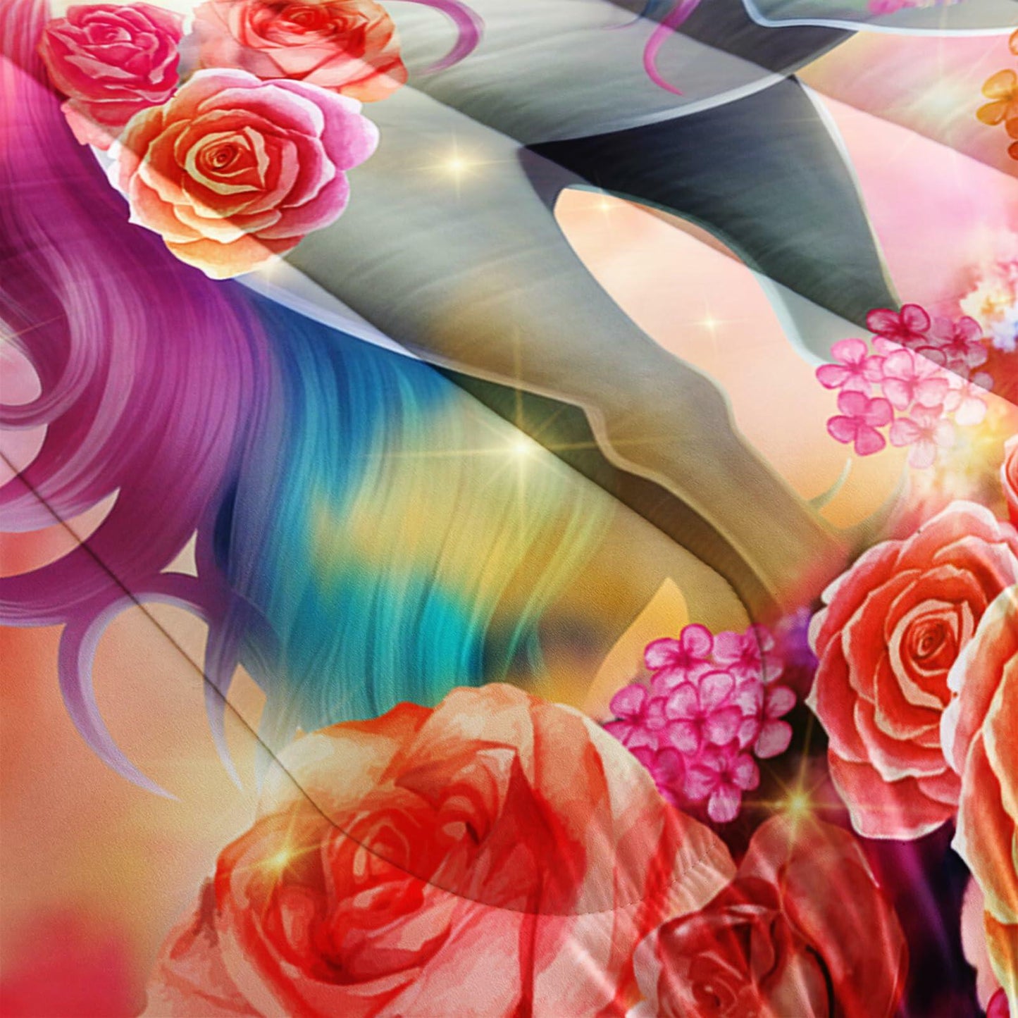 Ntlfup Unicorn Twin Bedding Set Pink Rainbow Comforter with 2 Pillowcases