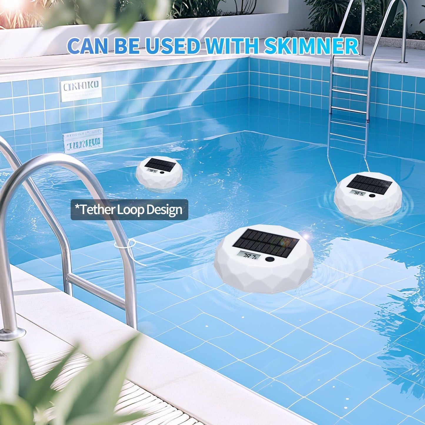 Glarepo Digital Pool Thermometer Floating Large LCD Solar Powered Colorful 1in