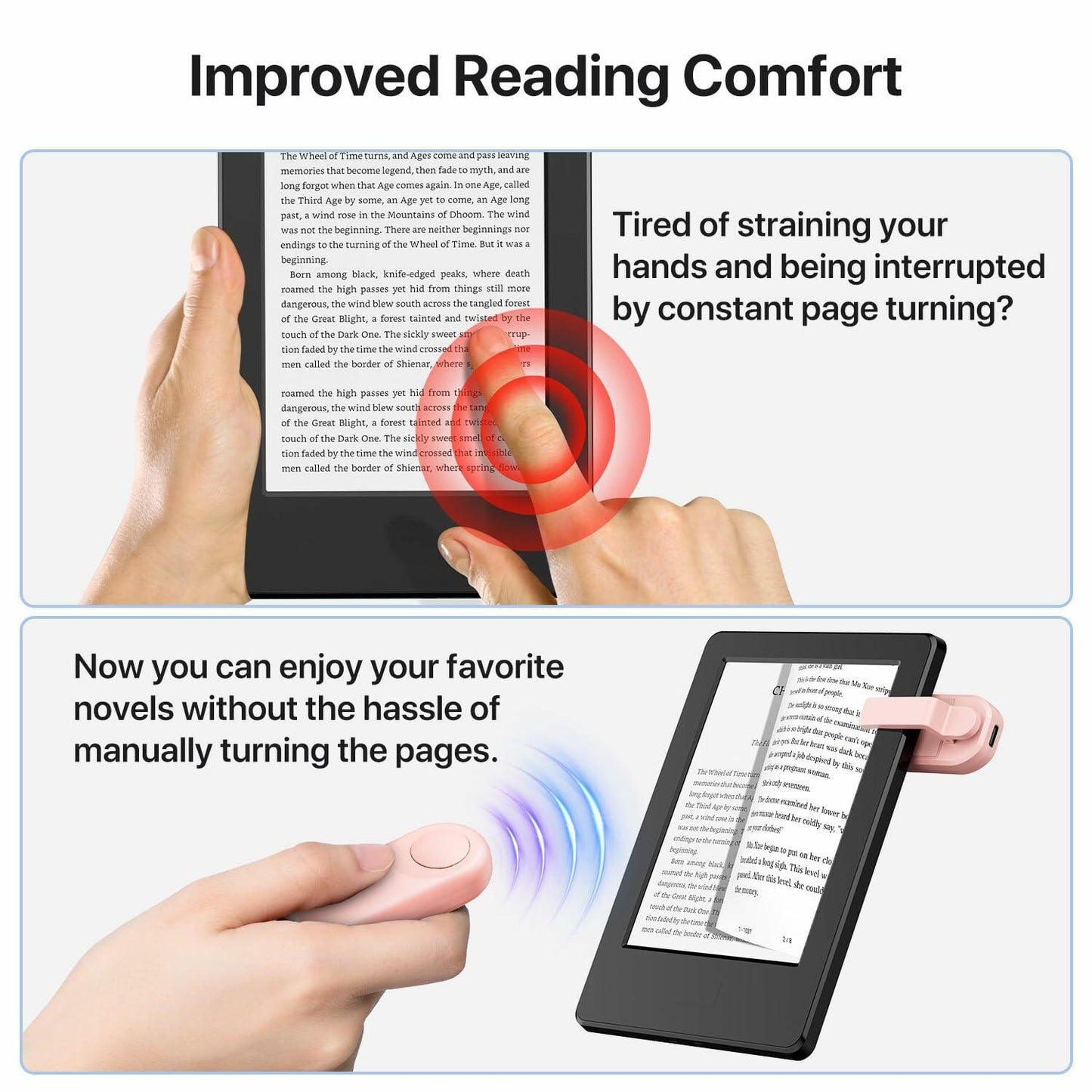 Sycelu RF Remote Control Page Turner for Kindle Paperwhite Pink