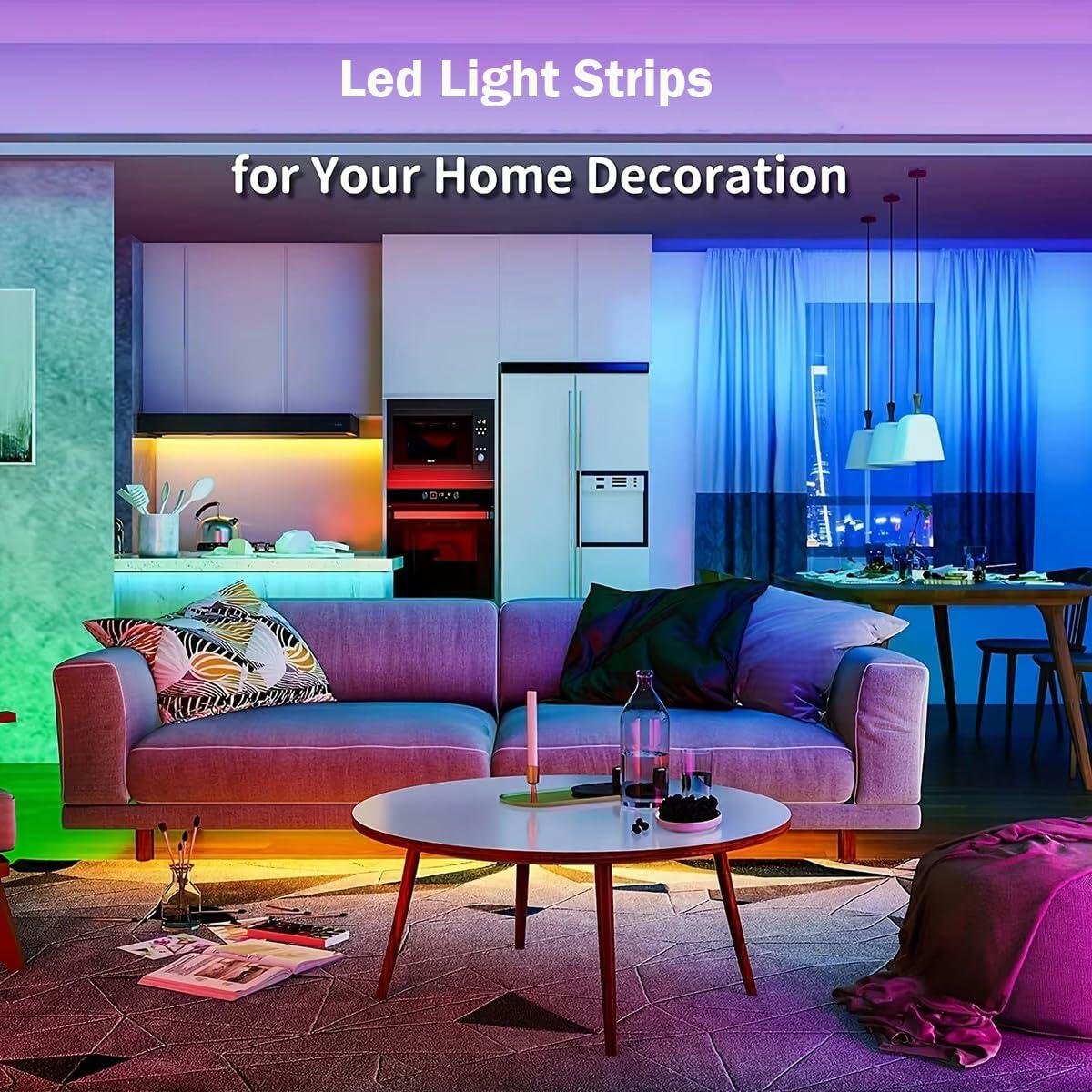 DTQJ 33FT IC-RGB LED Strip Lights Bluetooth Remote USB RGB Multi-Color
