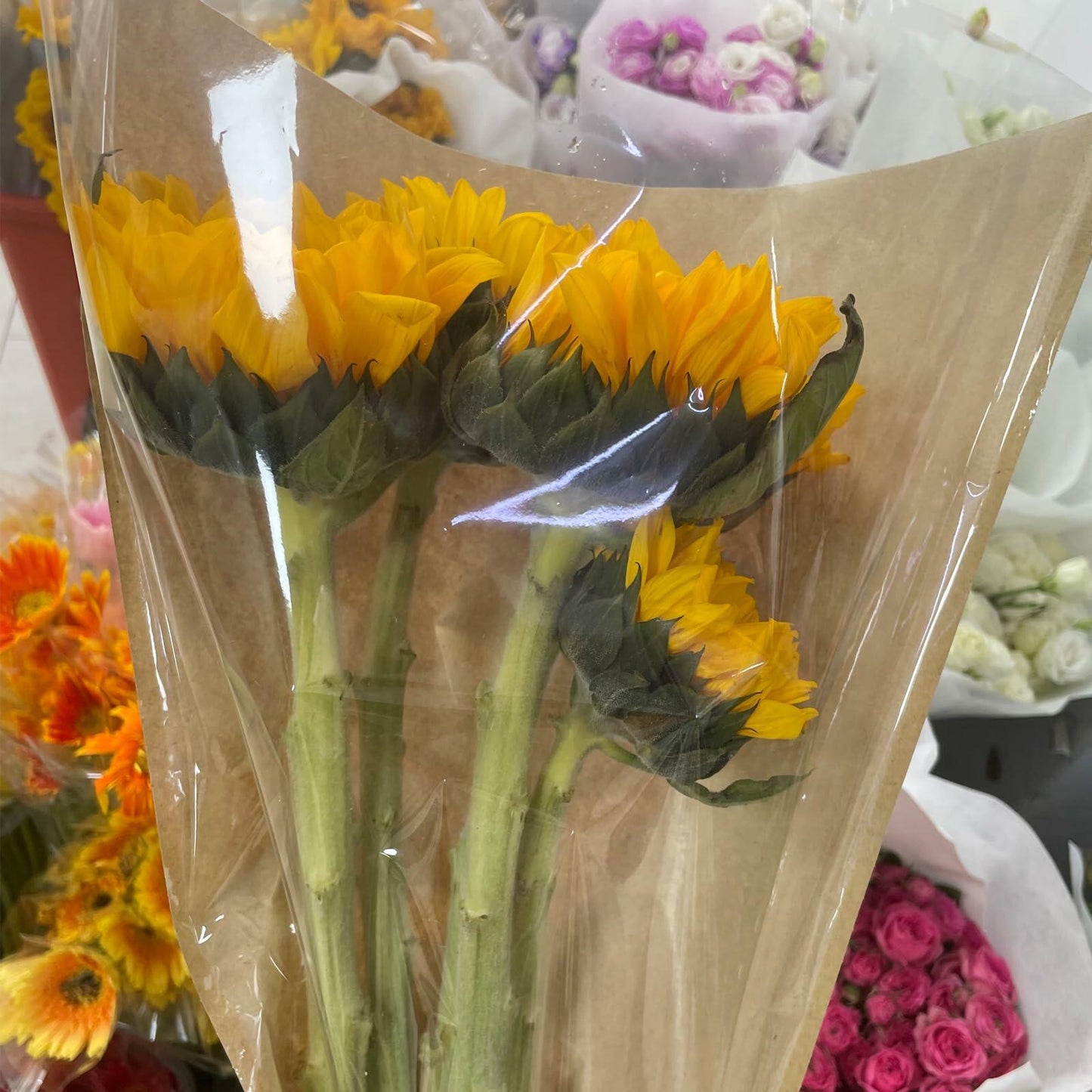 YosiMing Kraft Flower Wrapping Bags 50Pcs 22x14 Inches Brown Floral