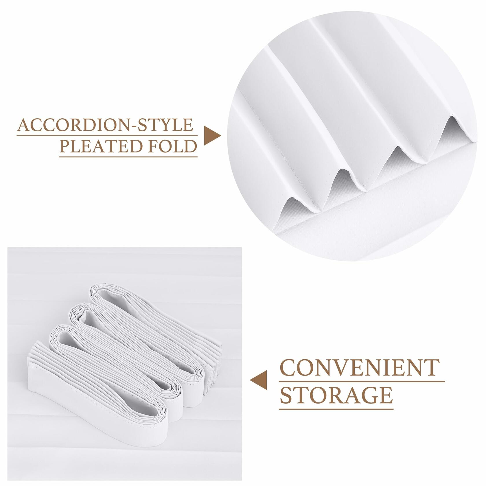 StangH Thermal Insulated Accordion Curtain W50xL80 Pure White 1 Panel