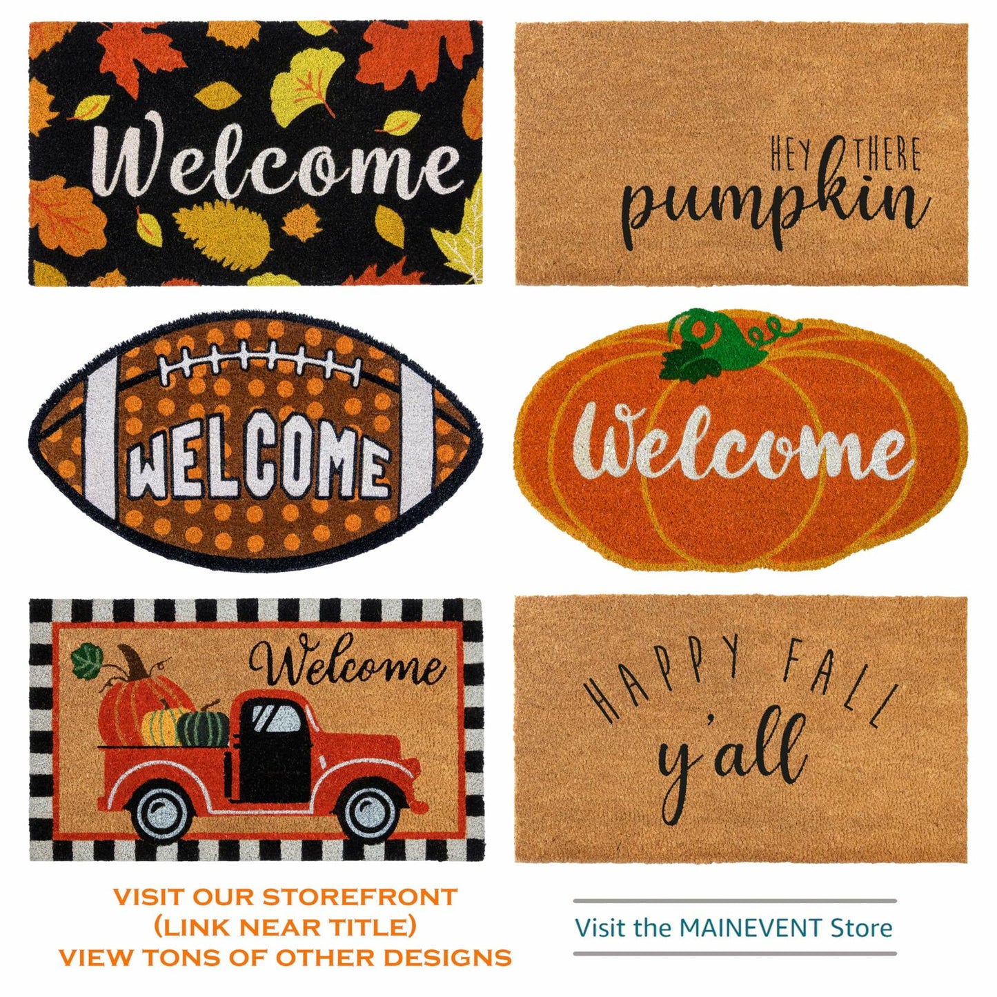 MAINEVENT Fall Football Door Mat 30x17 Inch Outdoor Coir Welcome Rug