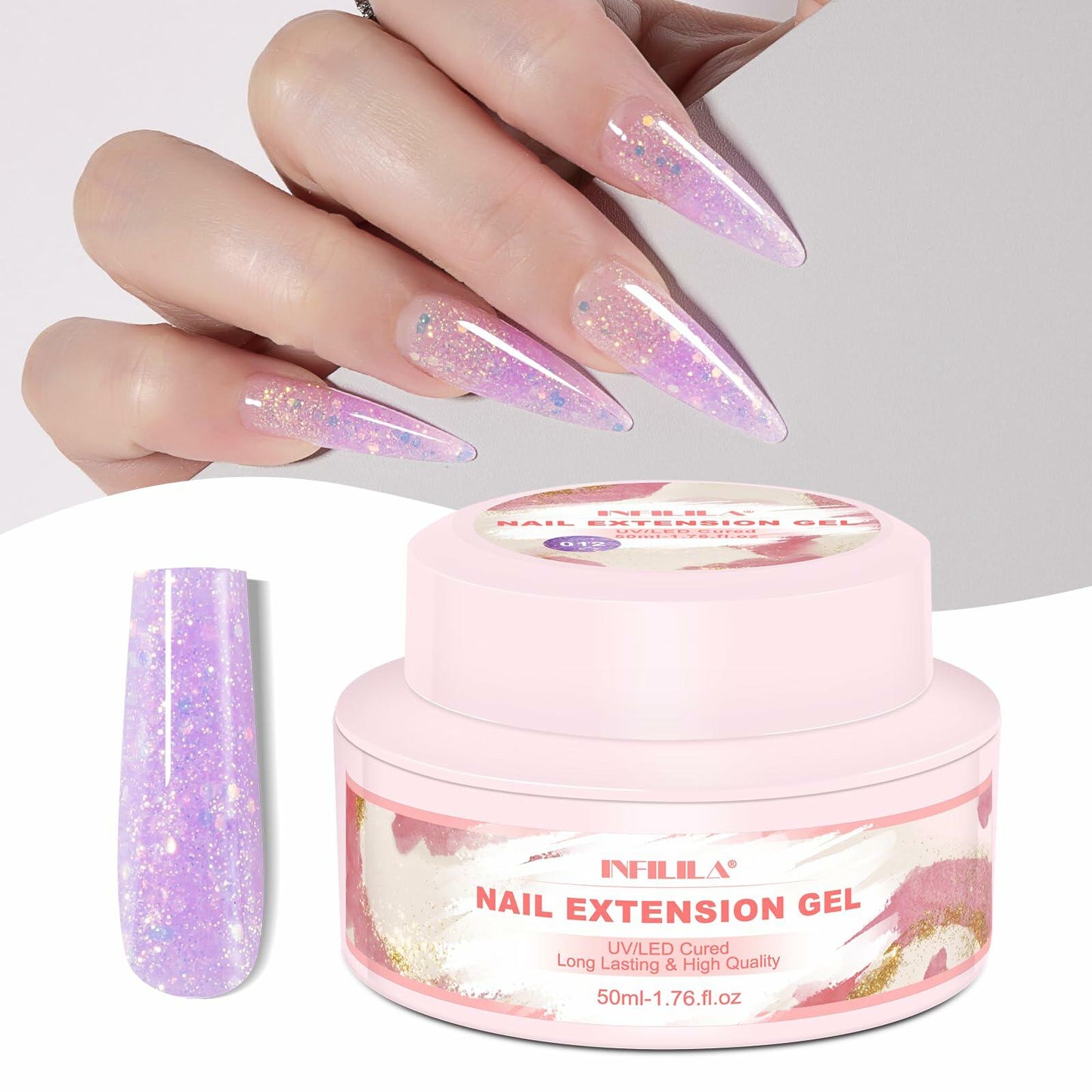 NXJ INFILILA Purple Glitter Poly Nail Gel Builder Glossy Thickening P12 15ML