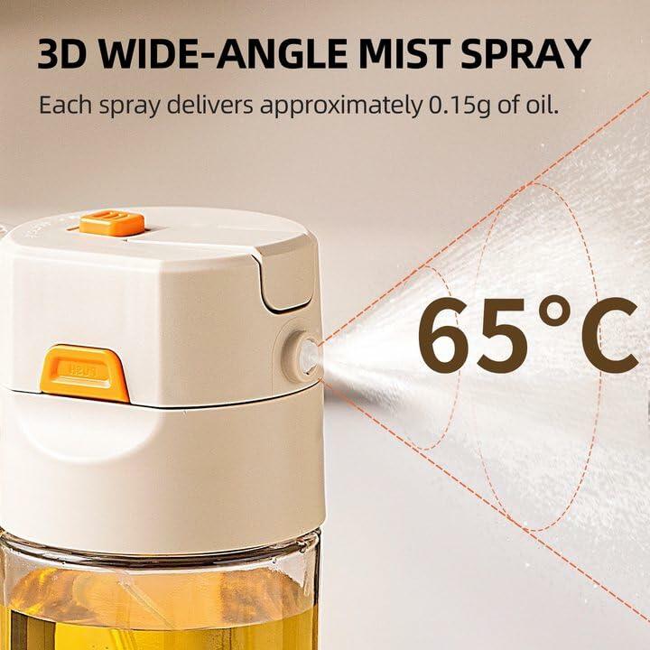 MDZF SWEET HOME Oil Sprayer 2-in-1 21oz Glass Olive Oil Dispenser Grey Panda