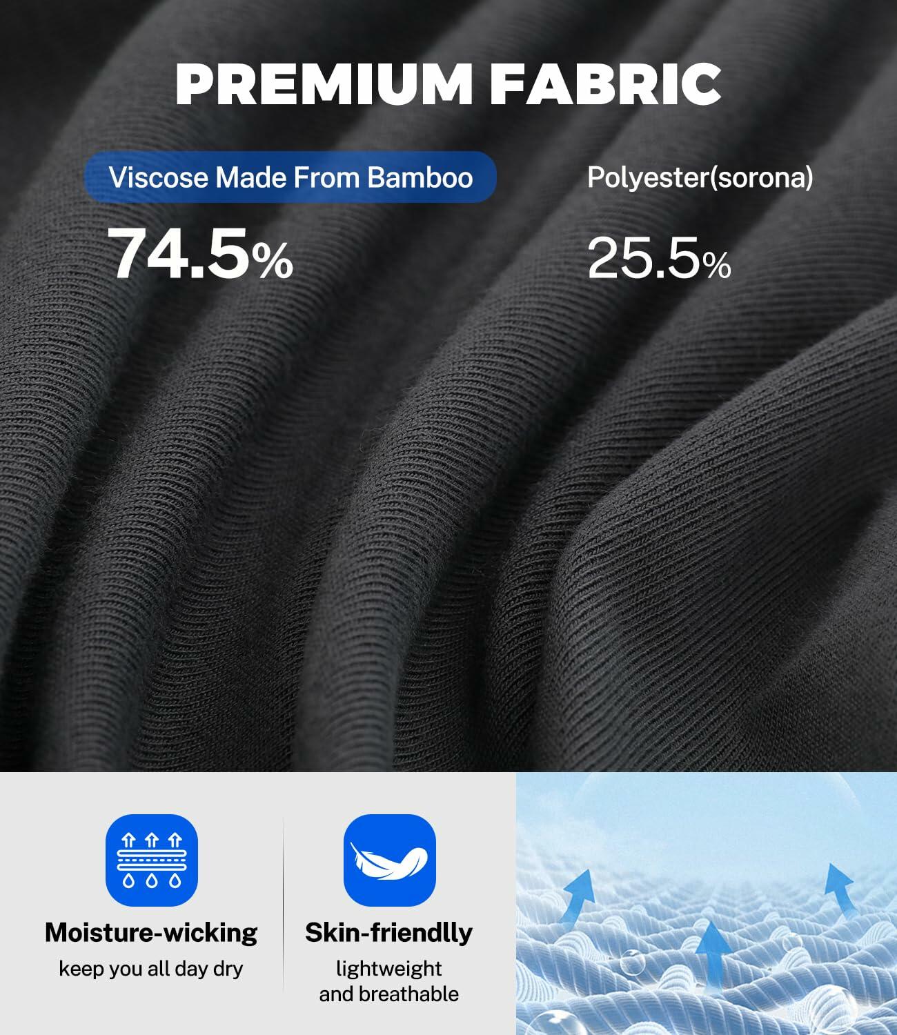 BAMBOO COOL Men's Slim Fit Moisture Wicking Polo Shirt Grey Size L