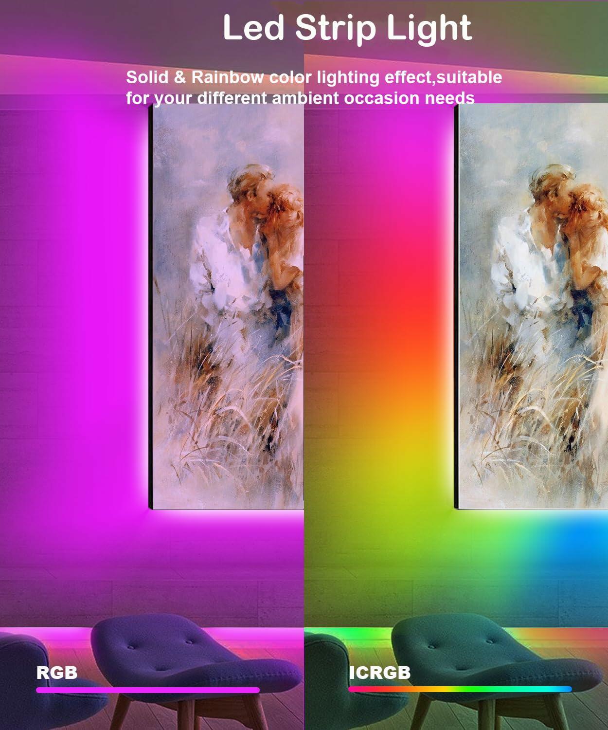 DTQJ 33FT IC-RGB LED Strip Lights Bluetooth Remote USB RGB Multi-Color