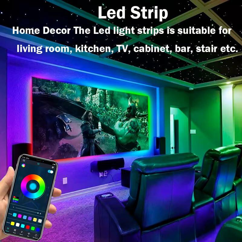 DTQJ 33FT IC-RGB LED Strip Lights Bluetooth Remote USB RGB Multi-Color