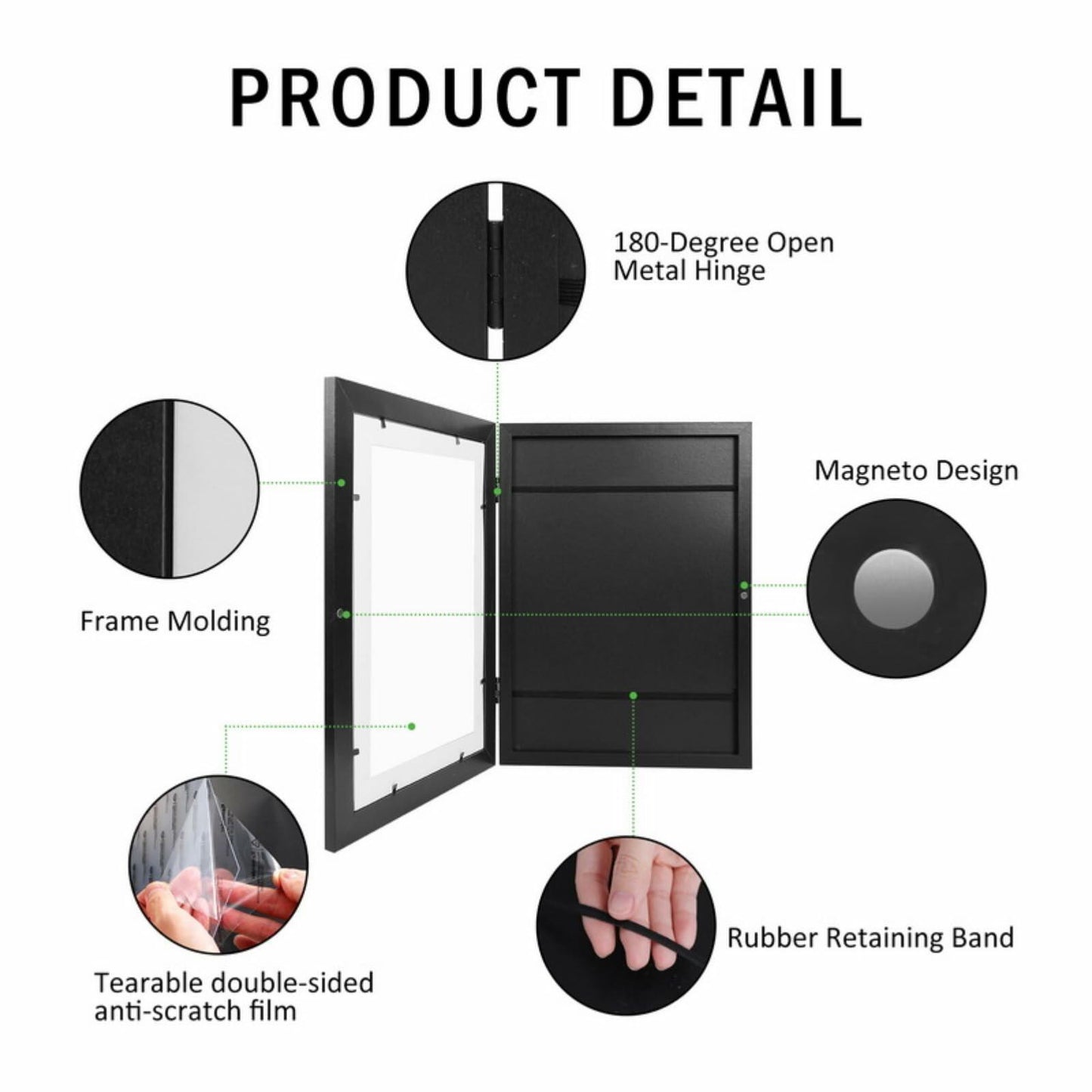 OAICAI Kids Art Frame A4 12.59x9.44 Log Color Dinosaur Minimalist 1PC
