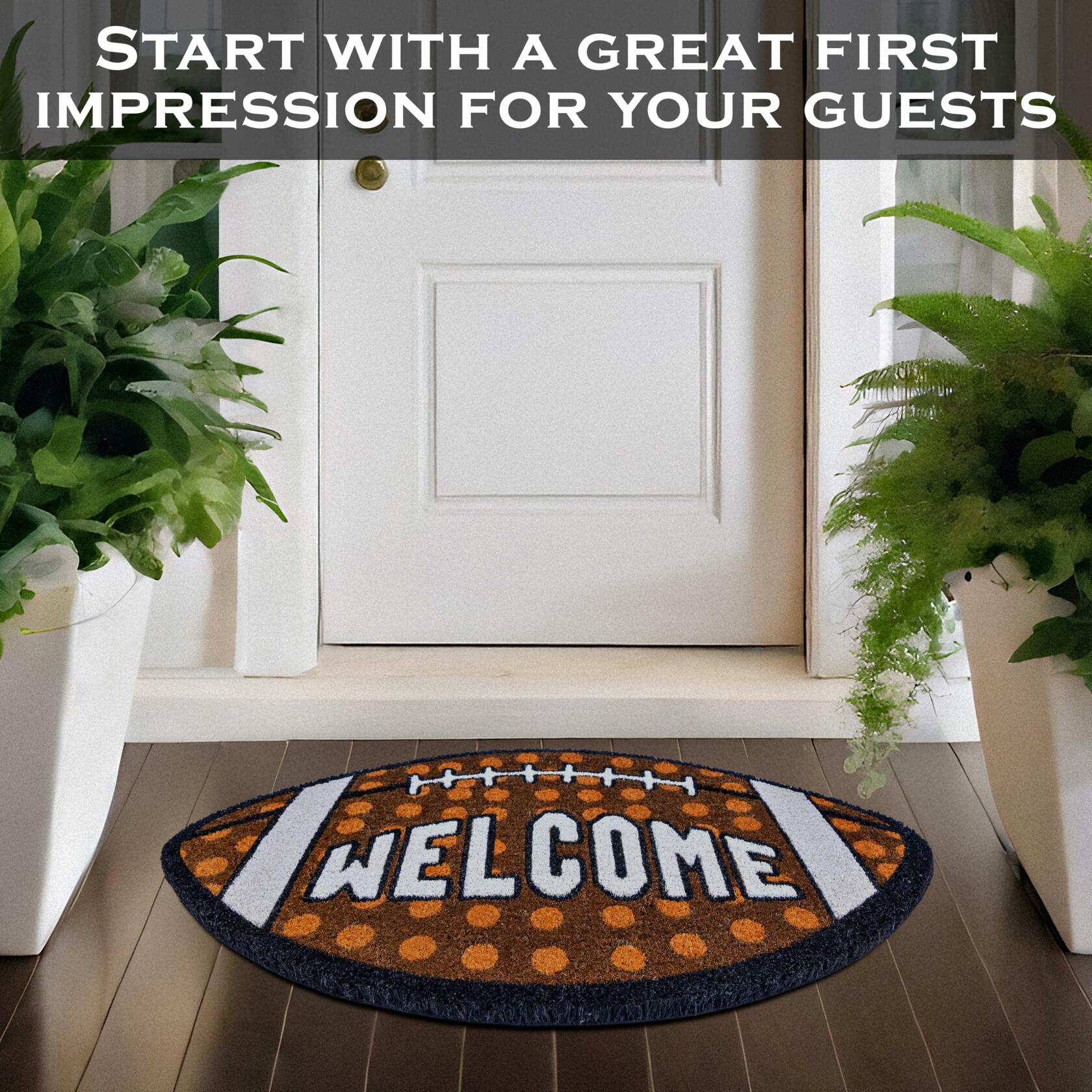MAINEVENT Fall Football Door Mat 30x17 Inch Outdoor Coir Welcome Rug