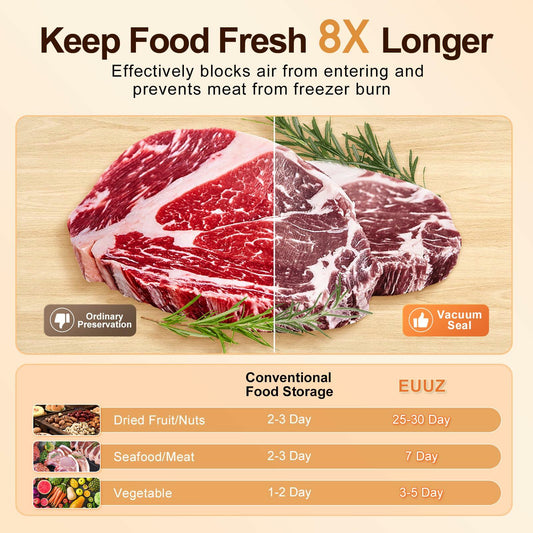 EUUZ 2-in-1 Vacuum Sealer with 40 Bags, Automatic, Beige, Handheld & Countertop