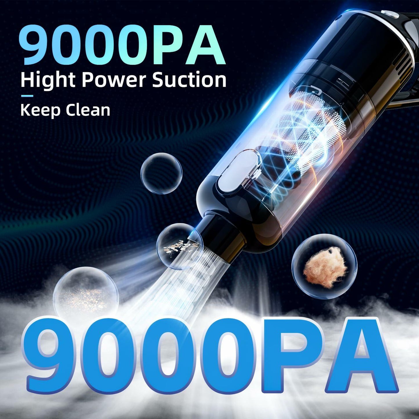 ALIOBC Car Vacuum Cleaner Cordless Handheld 9kpa Portable Black