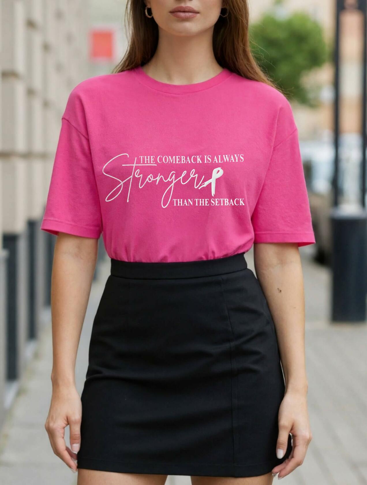 FYAPHION Breast Cancer Awareness Shirt Pink Ribbon Support Tee 08 Pink Size S