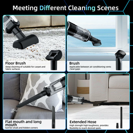 ALIOBC Car Vacuum Cleaner Cordless Handheld 9kpa Portable Black