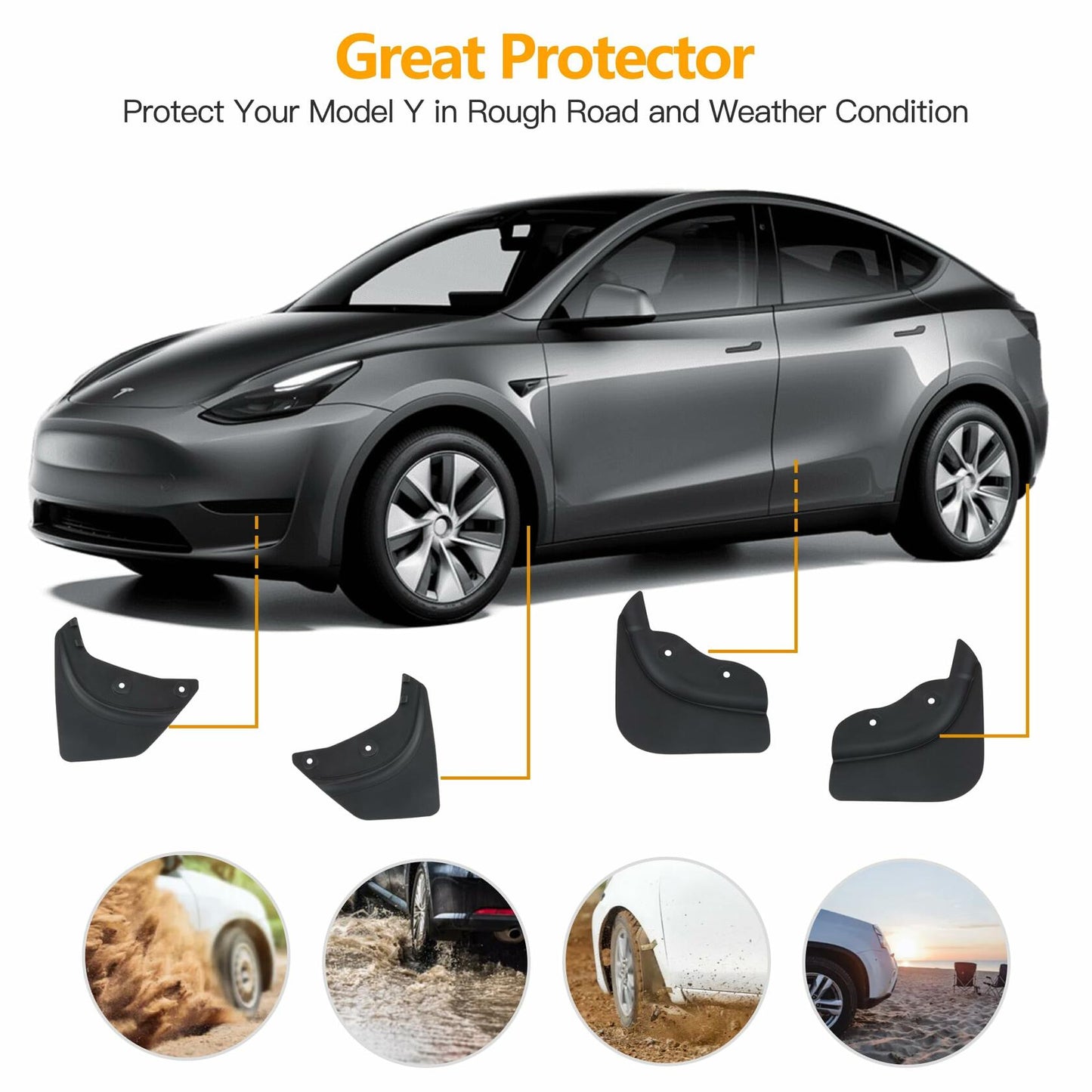 HSB Tesla Model Y Mud Flaps Splash Guards Black 2020-2024