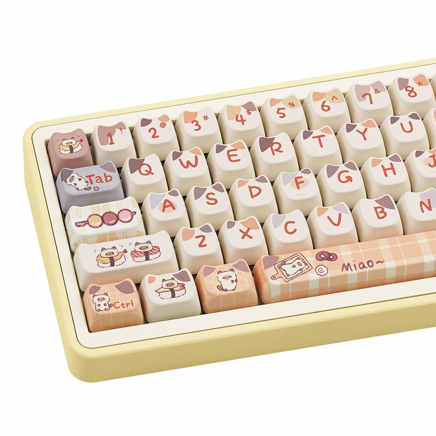 COOMICKEY PBT Cat Keycaps 142-Key Set Kawaii Dye-Sub for MX Mechanical Keyboards