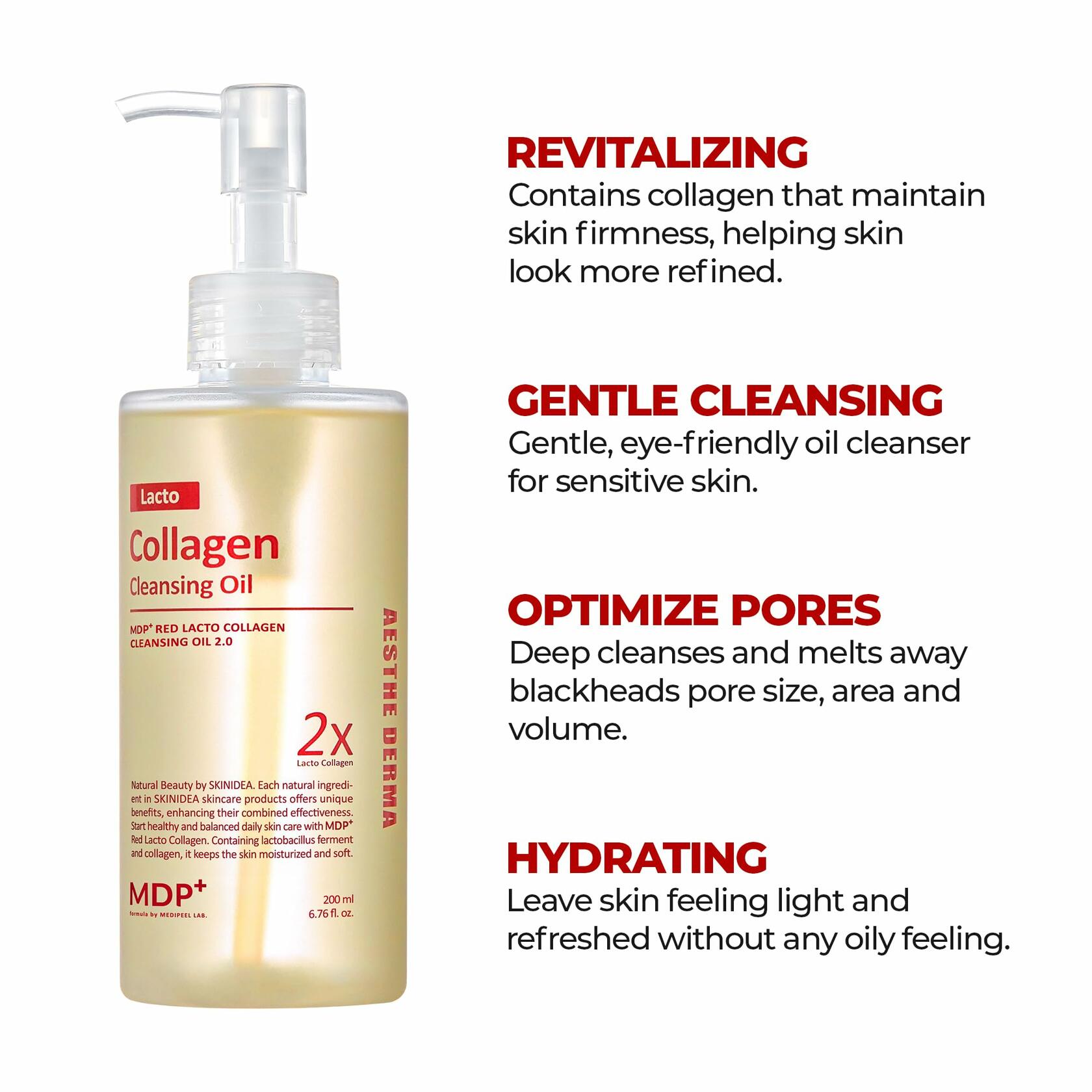 MDP+ Red Lacto Collagen Cleansing Oil 2.0 Pore Control 6.76oz 200ml