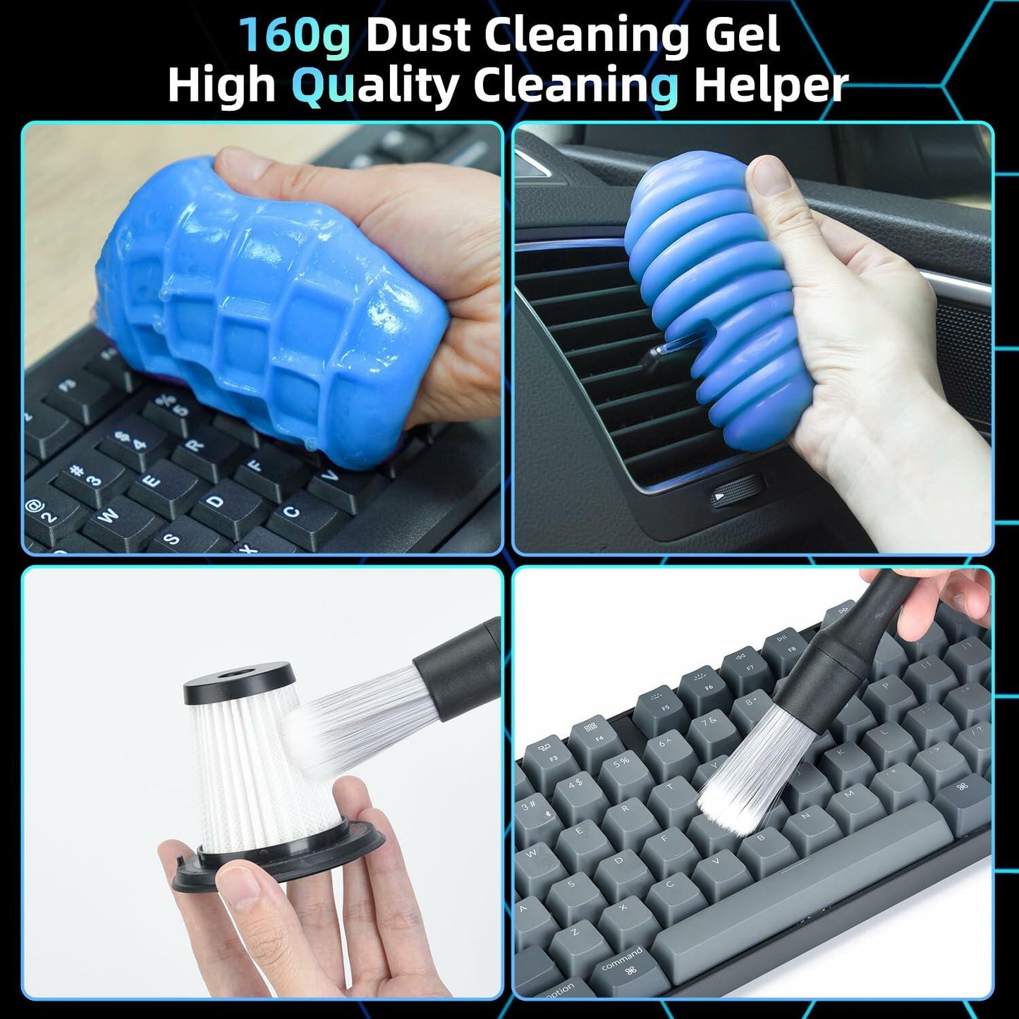 ALIOBC Car Vacuum Cleaner Cordless Handheld 9kpa Portable Black