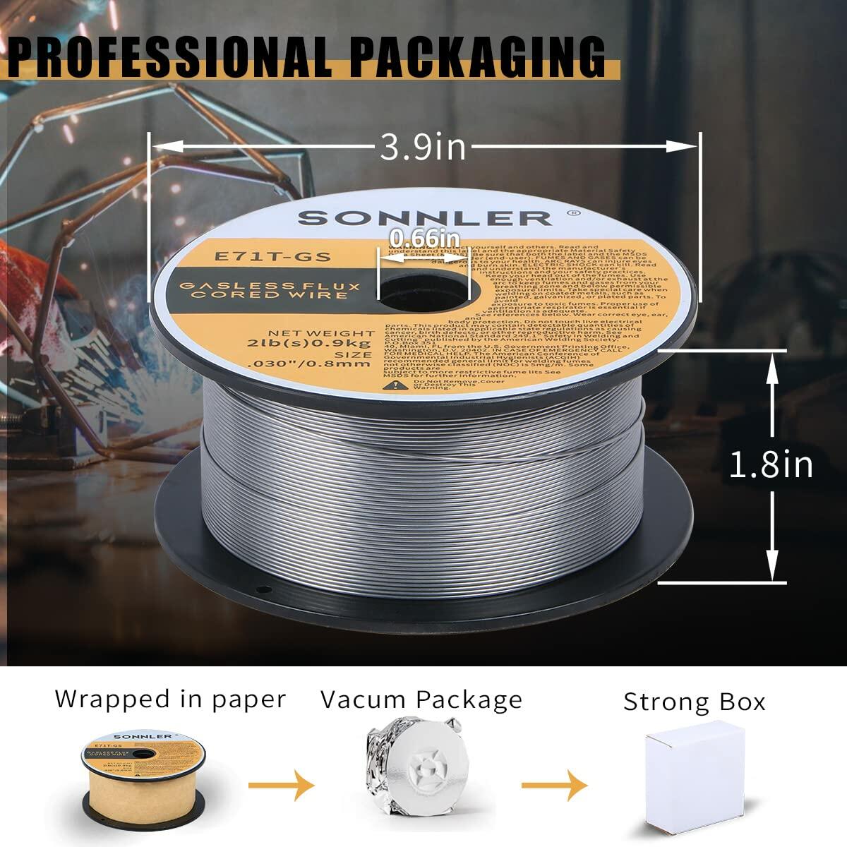 SONNLER Flux Core Welding Wire E71T-GS .030 0.8mm 2LB Carbon Steel