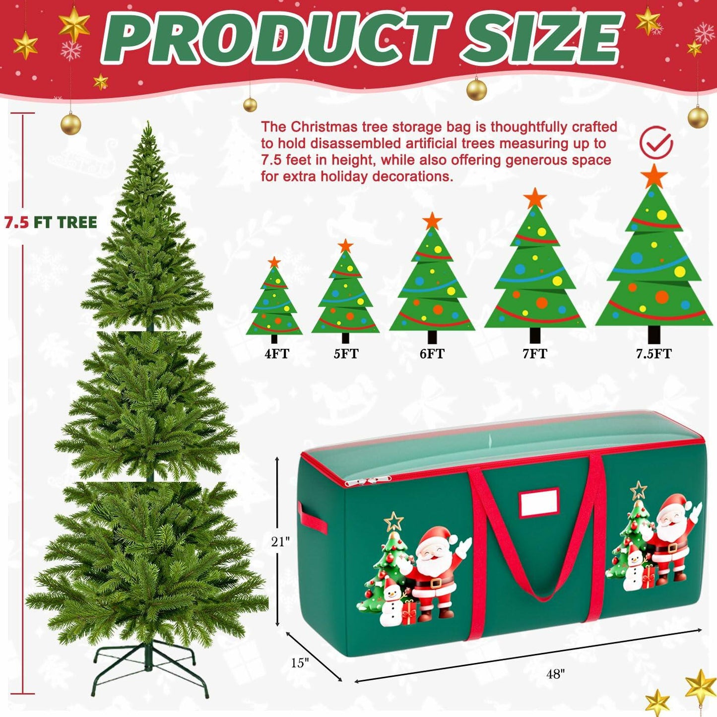WUPIOS Christmas Tree Storage Bag 7.5FT Waterproof Green 1 Pack