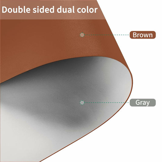Zinkooat Leather Desk Mat 12x60 Inch 1.8mm Thick Brown+Gray