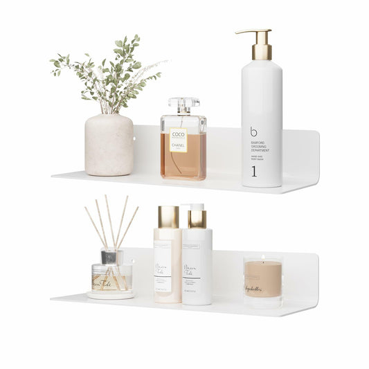 RRG 12 Inch Acrylic Floating Shelves 2 Pack Wall Mounted White