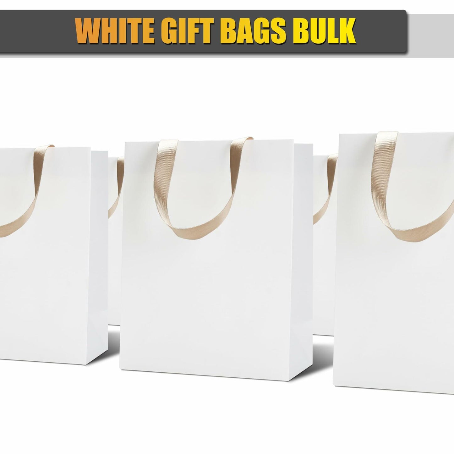 YUEYANG White Paper Gift Bags with Handles 8x4.25x10 inch 20Pcs