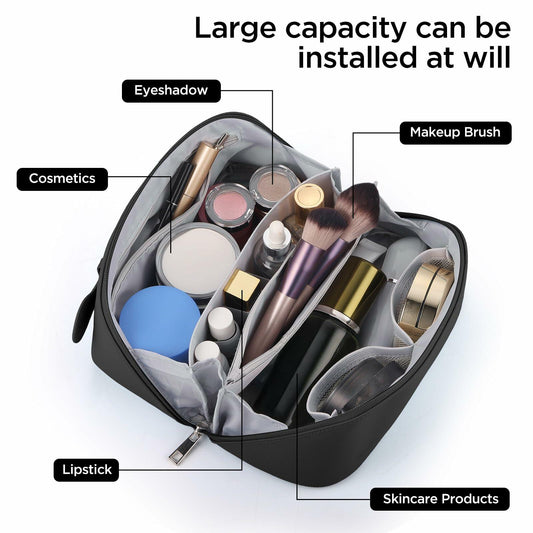 GAGAKU Large Travel Makeup Bag Waterproof Cosmetic Organizer Black