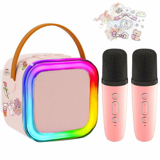 [Like New] KBG Mini Karaoke Machine Kids Bluetooth Speaker 2 Wireless Mics Black