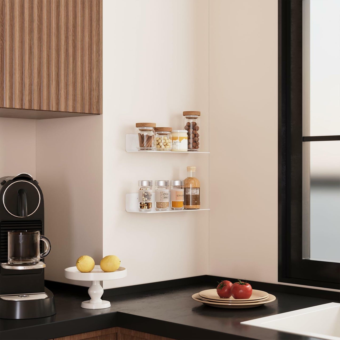 RRG 12 Inch Acrylic Floating Shelves 2 Pack Wall Mounted White