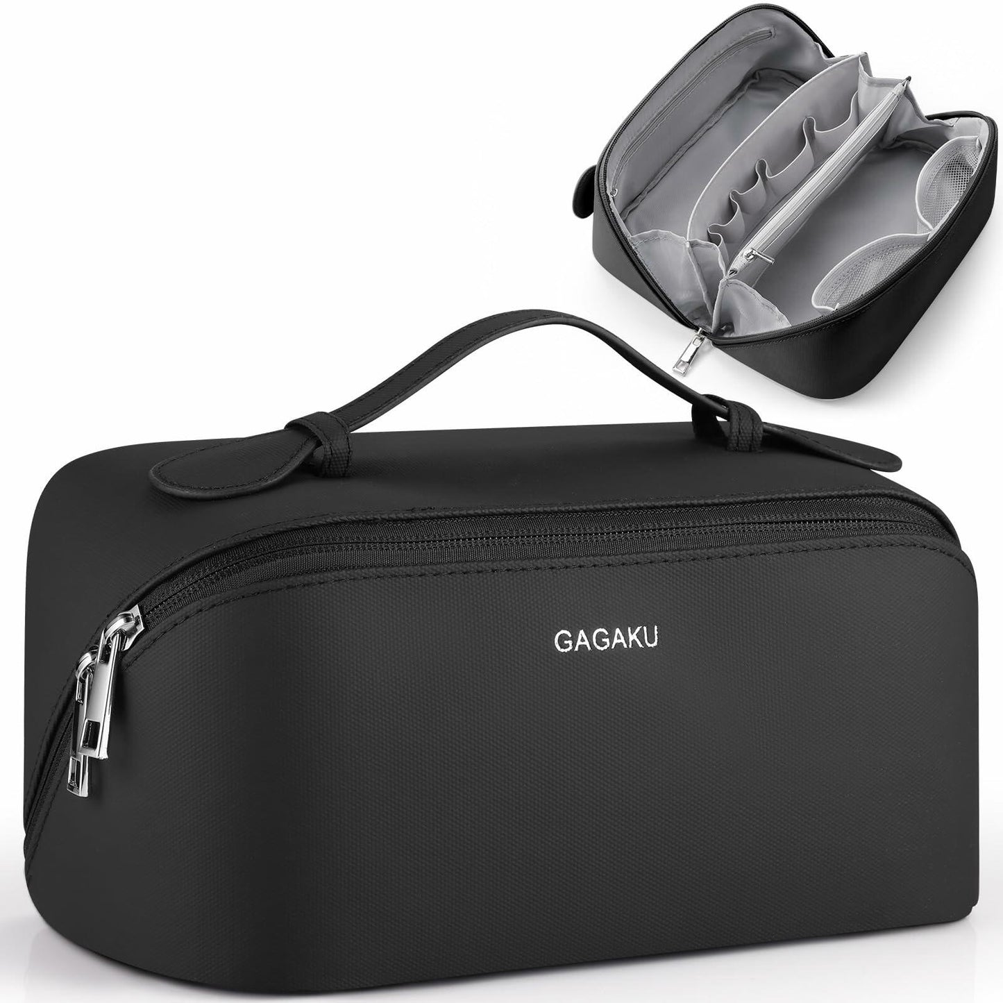GAGAKU Large Travel Makeup Bag Waterproof Cosmetic Organizer Black