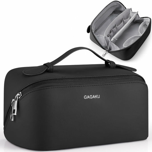 GAGAKU Large Travel Makeup Bag Waterproof Cosmetic Organizer Black