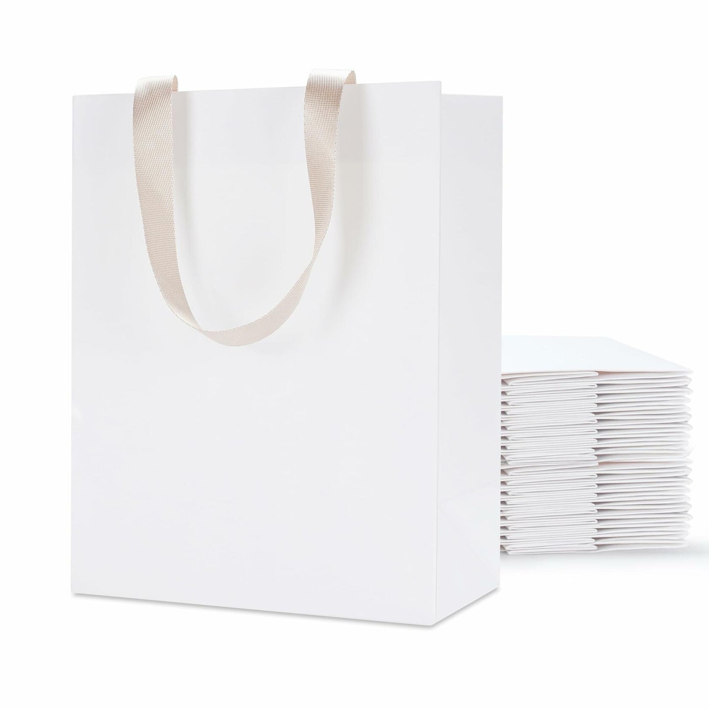 YUEYANG White Paper Gift Bags with Handles 8x4.25x10 inch 20Pcs