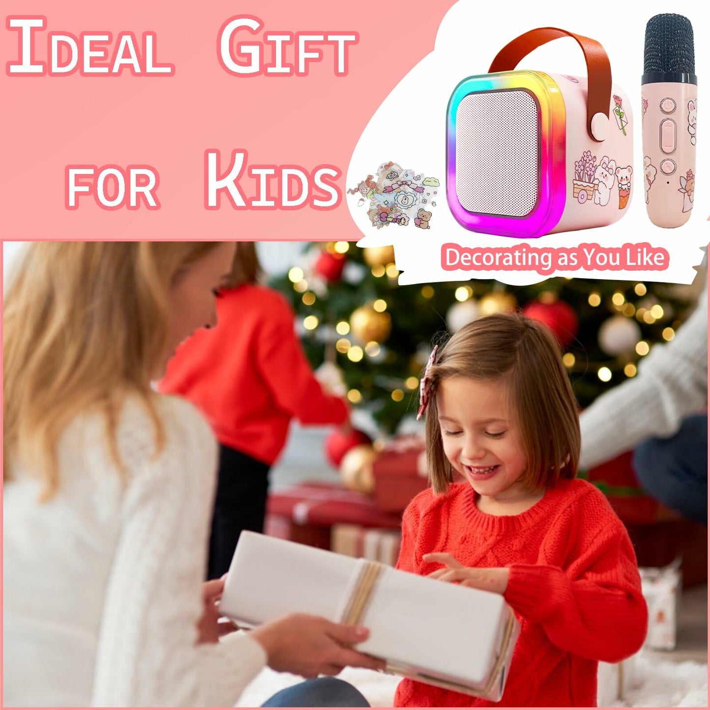 [Like New] KBG Mini Karaoke Machine Kids Bluetooth Speaker 2 Wireless Mics Black