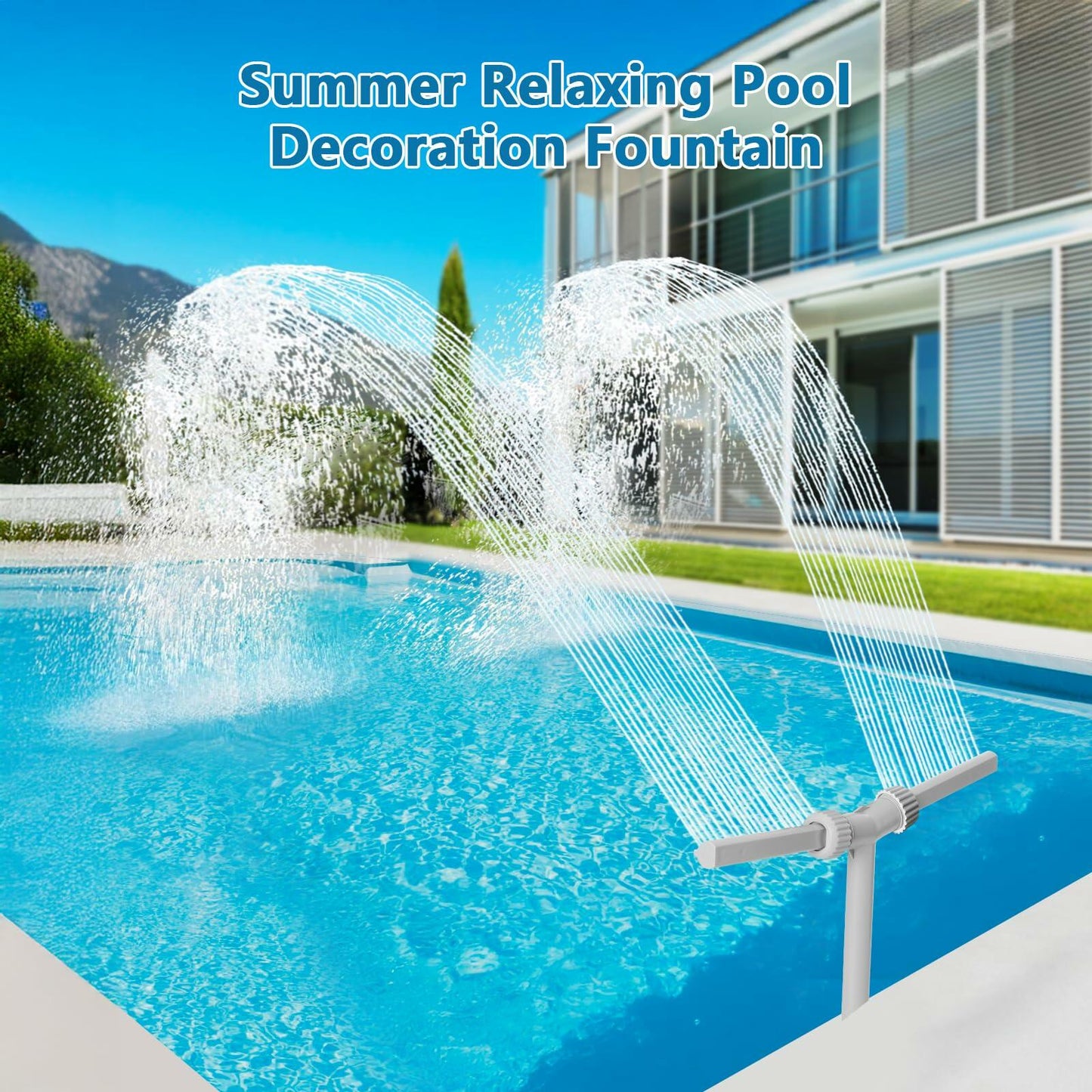 IPOOLTENG Pool Fountain Dual Spray High-Pressure Waterfall Gray Plastic