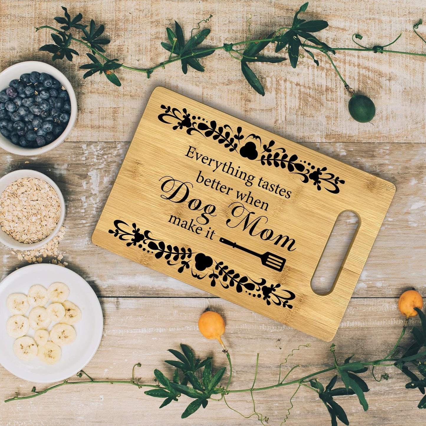 CGBHW Dog Mom Wooden Cutting Board Kitchen Gift Bamboo 0.44lb