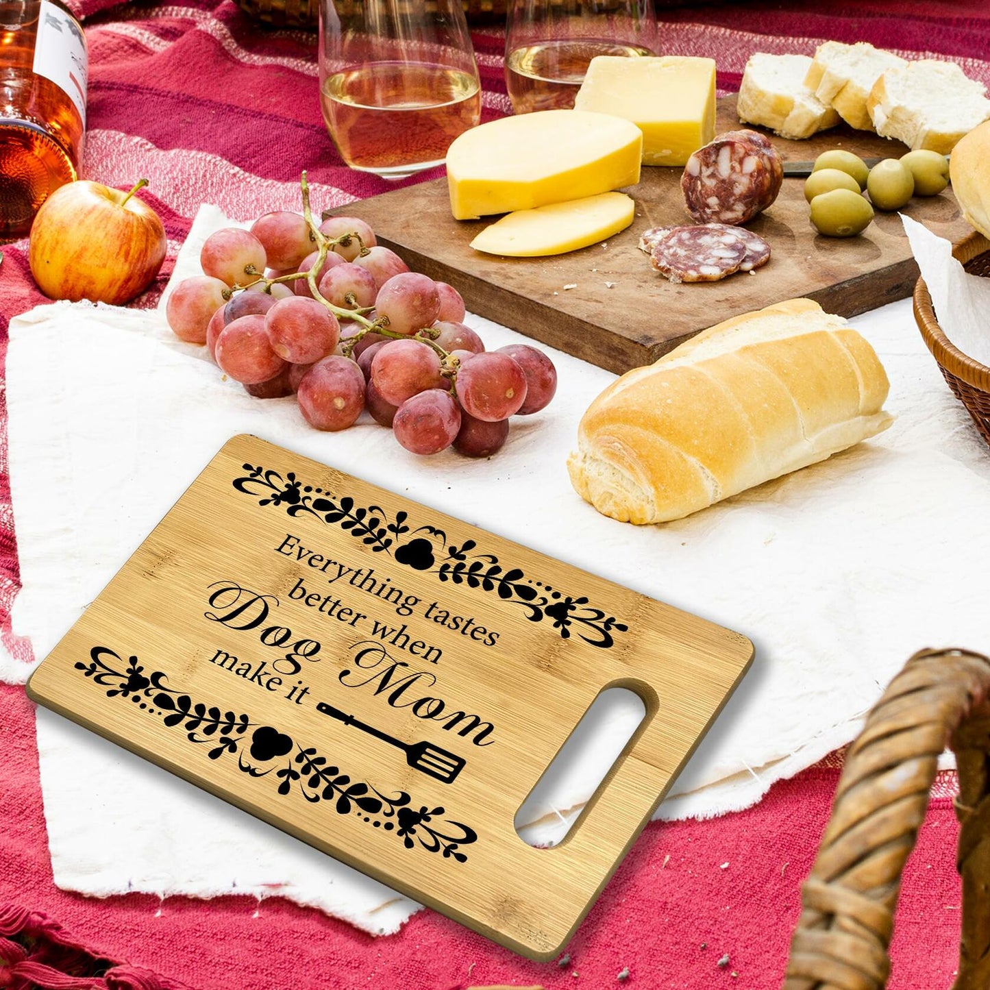 CGBHW Dog Mom Wooden Cutting Board Kitchen Gift Bamboo 0.44lb